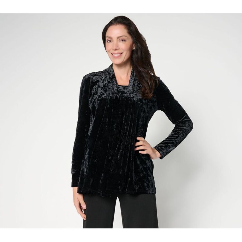Denim & Co. Women's Top Sweater Sz M Make Your Selection: Crushed Black